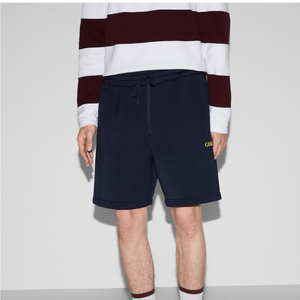 Gucci Jersey Basketball Fit Shorts With Logo Patch Embroidered sz L